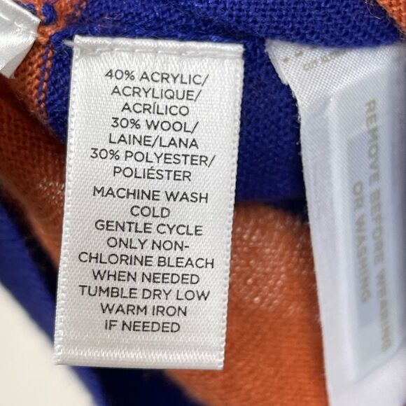 🥑5/$25 Loft Wool Blend Button up V-Neck Cardigan, Blue Orange Stripes size XS - Picture 5 of 5